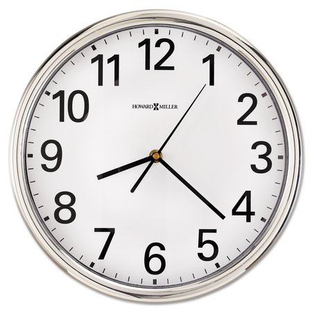 Hamilton Wall Clock, 12"" Diameter, Silver Case, 1 AA (sold separately) -  HOWARD MILLER, 625-561